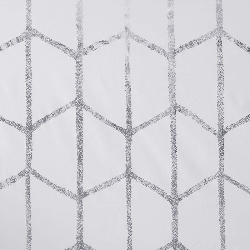 Intelligent Design Blackout Window Curtain, Light Blocking Curtains for Living Room, Thermal Insulated Window Panel with Metallic Print and Grommet Top, 50"x63", White/Silver, 1 Piece - Image 3